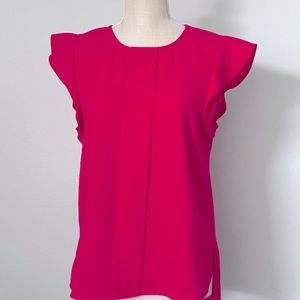 Zara woman ruffle sleeve crepe top